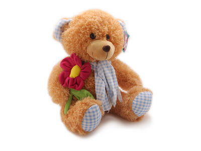 02059-U Медведь кудрявый с цветочками ненабитая игрушка (40 см)