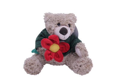 200945/8-F Мишка Тед в свитере c цветком 20 см.