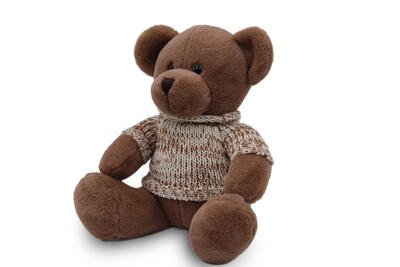 09069E24 Мягкая игрушка Мишка Аха "Хипстер", коричневый свитер, 24/33 см, 60 шт.