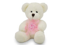 09108A18 Мягкая игрушка Медвежонок Кавьяр с розовым цветком, 18/24 см, 120 шт., 