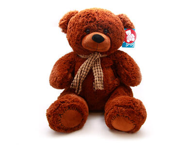 SP21123/120 Медведь с заплатками в шарфе цвет коричневый, 120 см